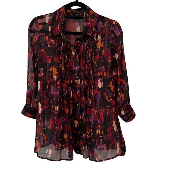 Fever Women's 3/4 Sleeve See‎ Through Blouse Size Medium - Picture 1 of 7